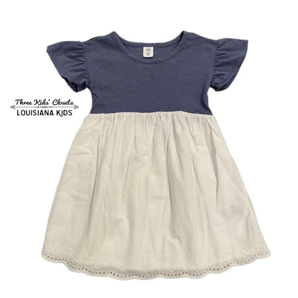 Baby Gap 3Y Blue & White Eyelet Dress